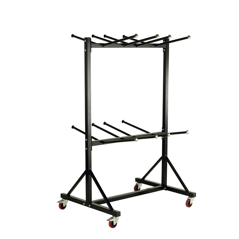 Factory ODM Carbon Steel Storage Stacking Warehouse Hotel Trolley Cart OEM Wedding Banquet Folding Chair Cart Trolley Dolly
