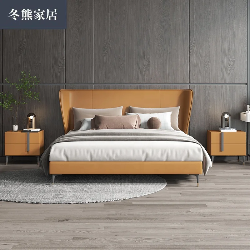 new arrival bedroom furniture Victorian no box spring needed artificial leather bed frame queen size