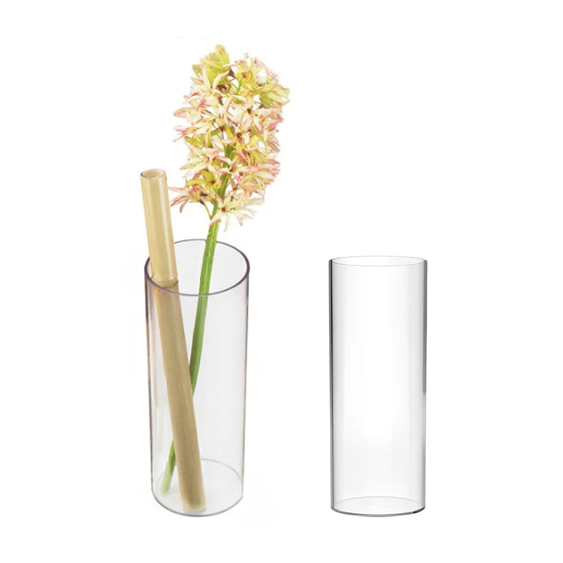 Minimalist Acrylic Round Tube Flower Vase Vertical Tube Hydroponic Plant Container for Wedding Centerpiece Cylinder Floral Vase
