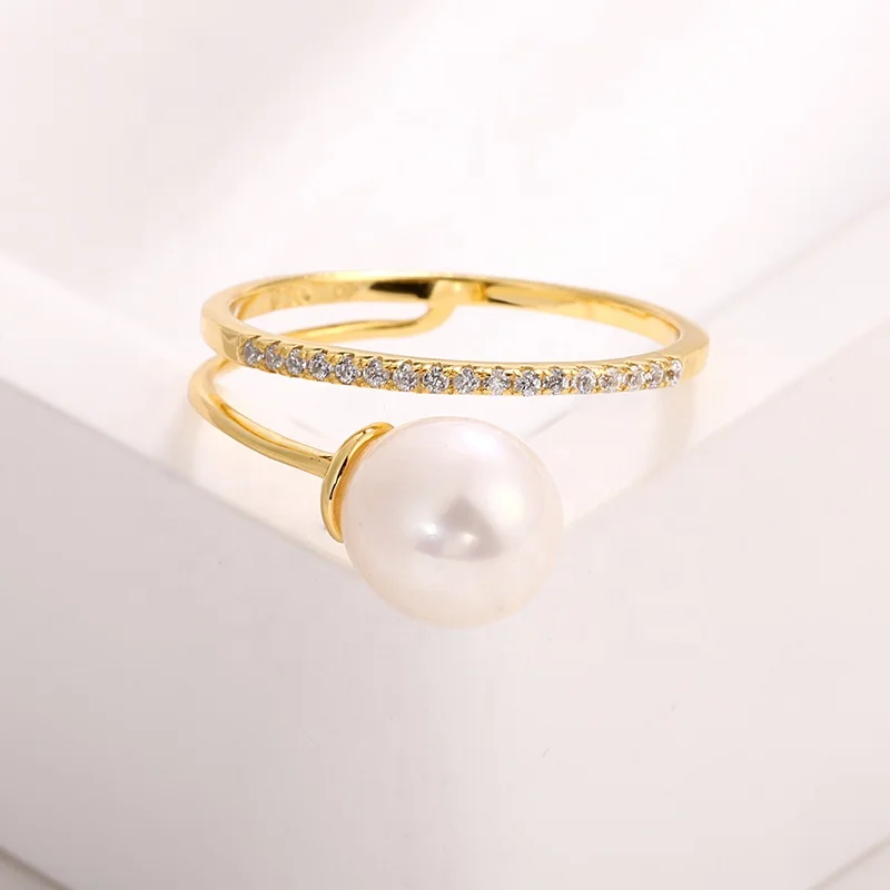 Kammy 7.5-8mm Luxury Jewelry 925 Silver Zircon Moissanite Gold Plated Twisted Sterling Silver Fashion Rings For Women