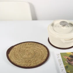 Tabletex Water Hyacinth Straw Braided Handmade Placemats Round Woven Placemats Natural Wicker Place mat