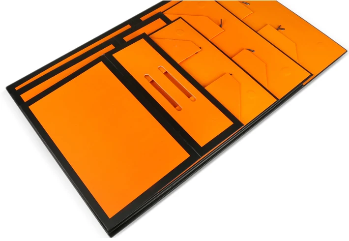 Luxury orange cardboard clothes scarf towel packaging folding paper gift box with with black ribbon