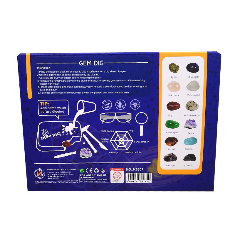 K6607 Wholesale Educational Toy Child Excavation Gem Dig Kit Science Kits