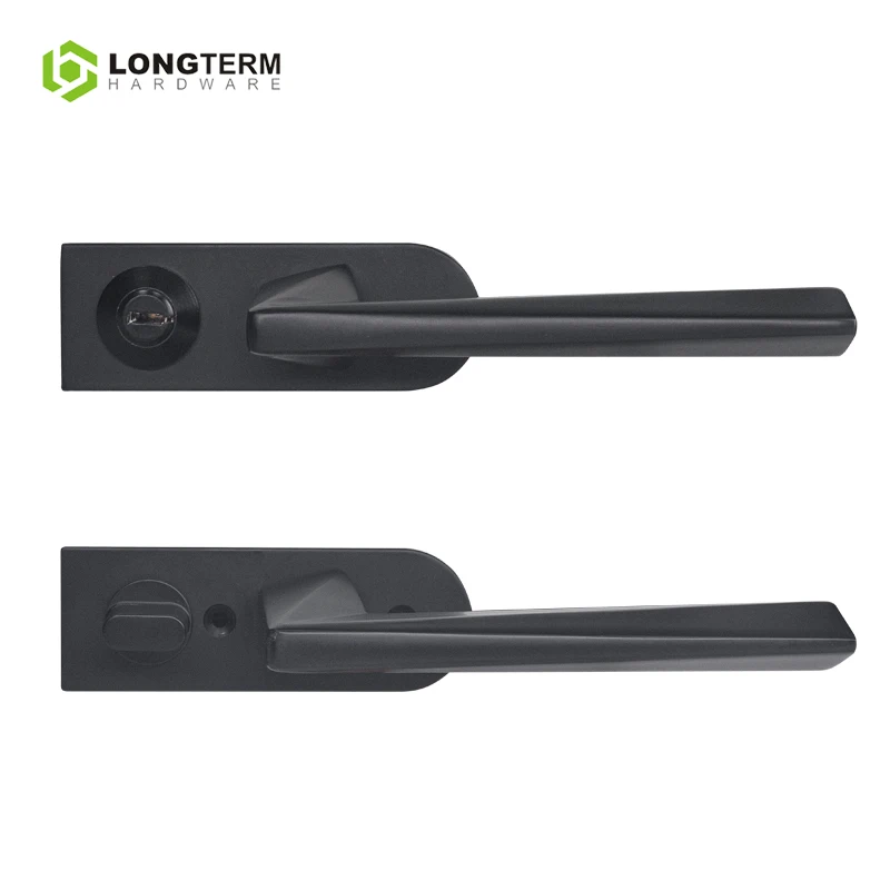 Modern Interior Door Handle Lock Set Zinc Alloy Black Privacy Lever Magnetic Door Lock with Keys for Bedroom