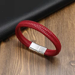 Popular Couple Bracelet Personalized Magnet Buckle Bracelet Vintage Multicolor Woven Leather Bracelet for Women Men