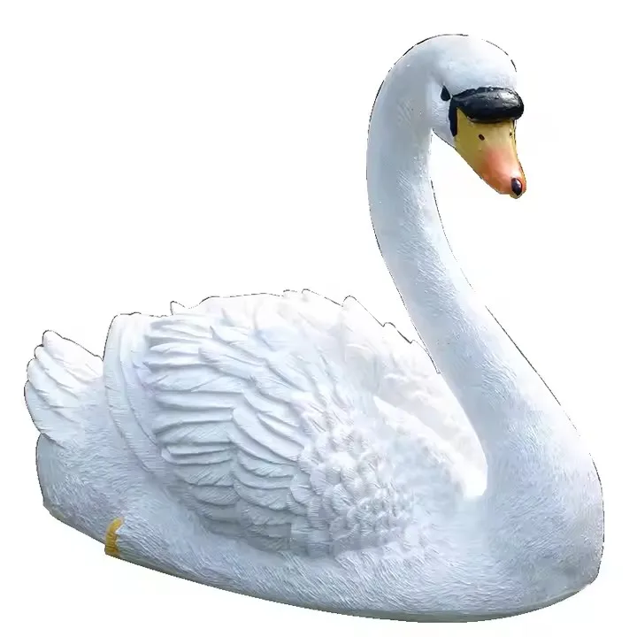 Factory directly garden ornaments sculpture fiberglass animal swan poly resin life size goose for park decoration