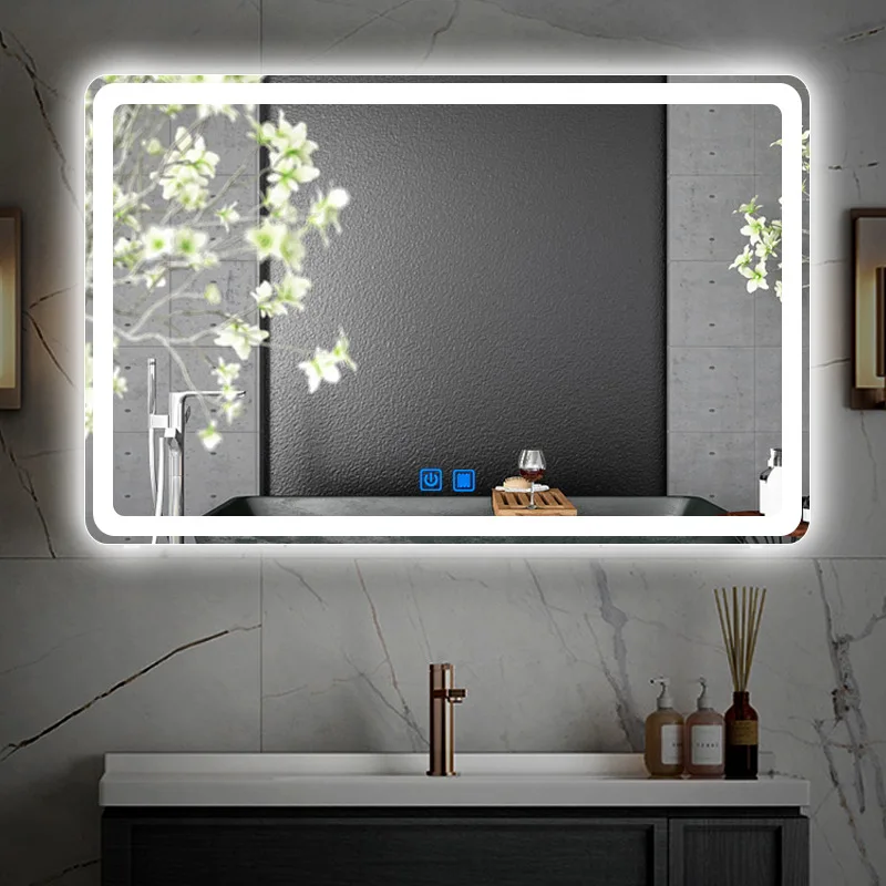 Hot sale crystal light dimmable cosmetic magic mirror LED wall mouted mirror with android wifi