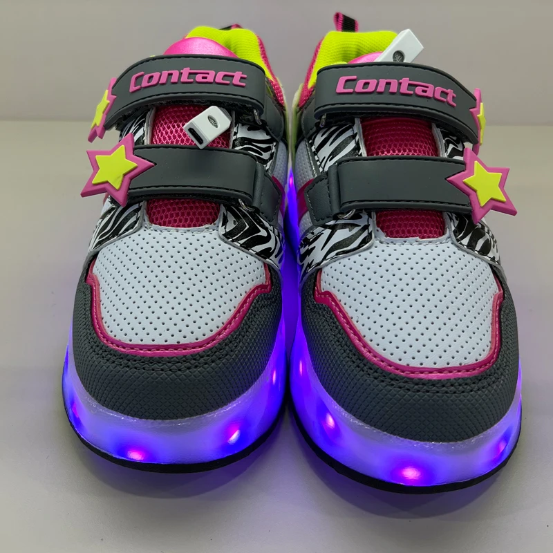 Two-Wheel Rolling Shoes for Adults Boys Girls Flashing Roller Skating Shoes  Pulley Walk  Roller Skating Shoes