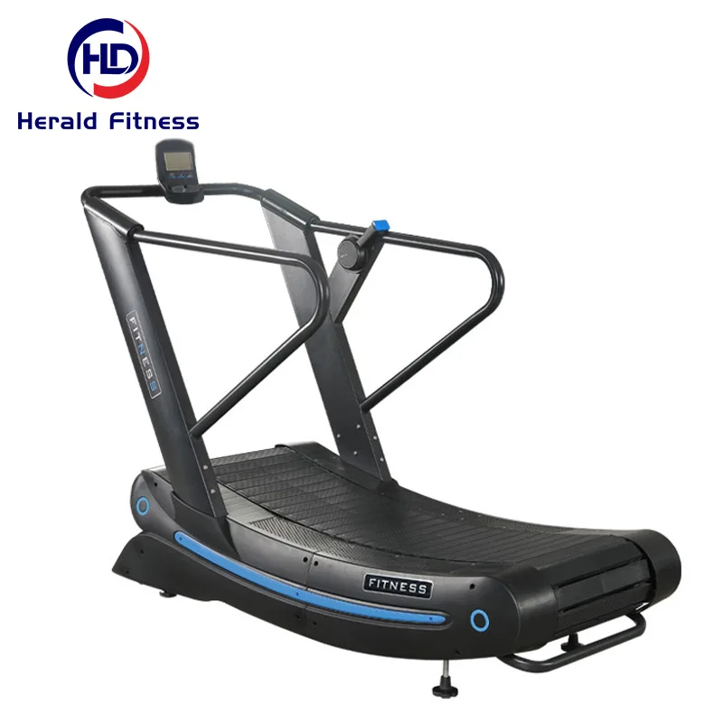 Mechanical Unpowered Shock-Absorbing Non Motorized Curved Running Machine Self-Propelled Treadmill With Alu Belt