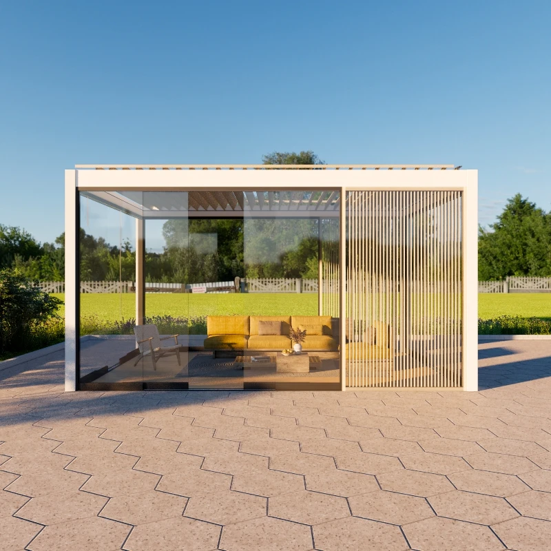 Scienlan легко собираемые наружные садовые перголы алюминиевые и беседки моторизованные автоматические биоклиматические солнечные батареи