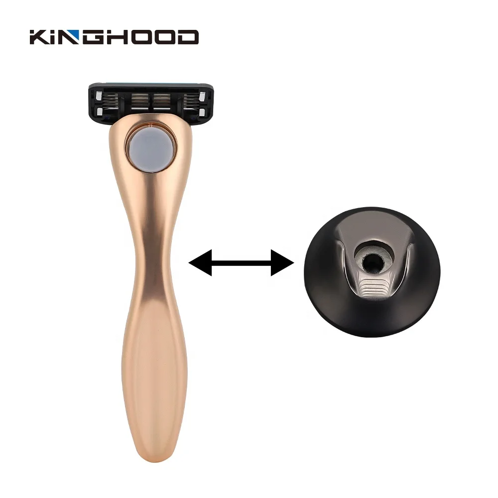 New Design Custom Logo Rose Gold  Women  6 Blades System  Razors Shaving Razor With Razor Holder