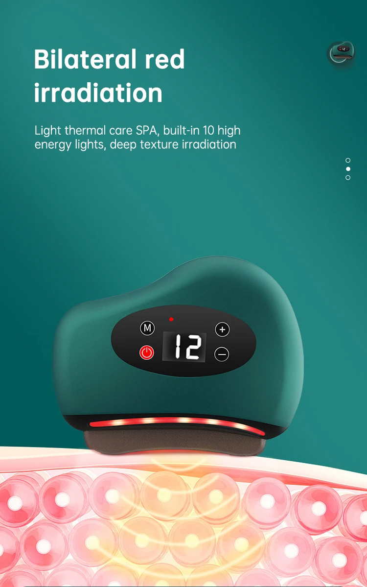 Arc Scraping Warm Compress Natural Facial Massage Heating Intelligent Electric Gua Sha Massager Real Bian Stone Gua Sha