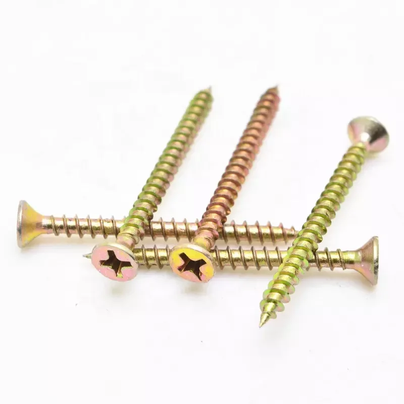 High quality good hardness POZI drive yellow zinc MDF chipboard screws