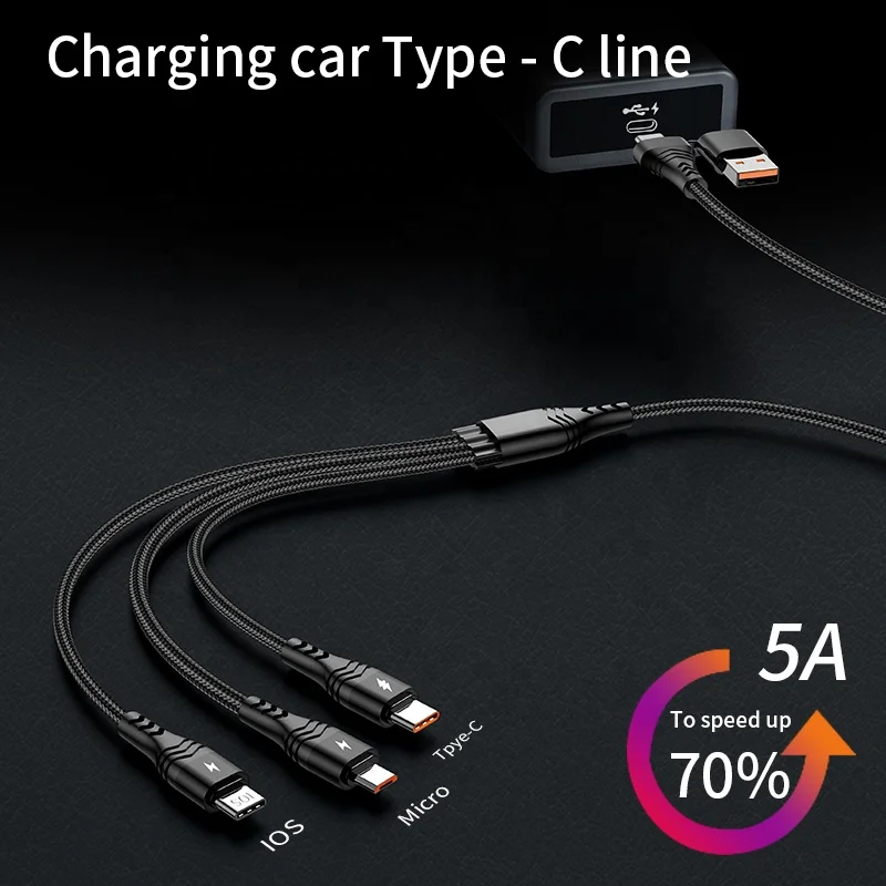 Factory Nylon Braided 6 in 1 USB C to USB C Cable Multi 3 in 2 Fast Charging Cable for iPads Laptop Tablets Phones