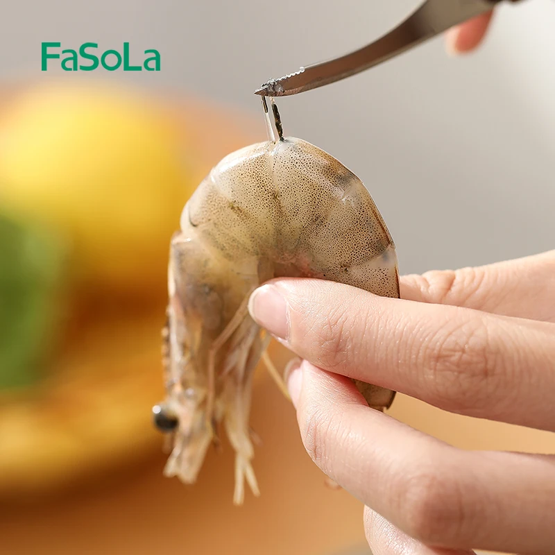 Кухонные инструменты FaSoLa для морепродуктов нож удаления креветок открывания из нержавеющей стали