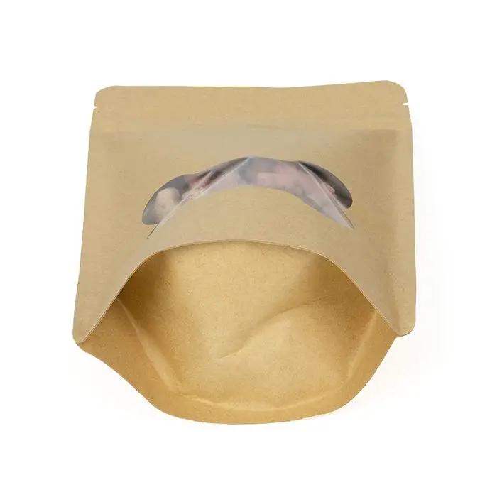 Silver Gold Colorful Food Grade Aluminum Foil Kraft Paper Bags Plastic Packaging Stand Up Pouch with Zip and Window