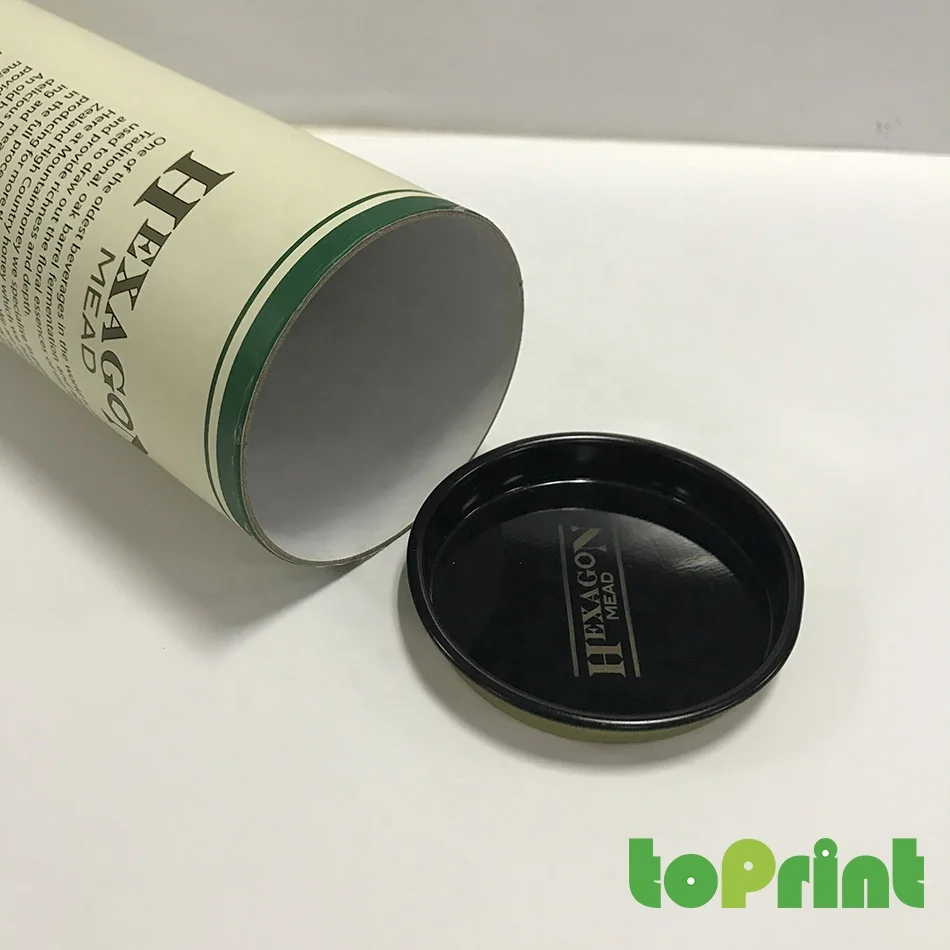 Custom Logo Luxury Whiskey Wine Bottle Packaging Cardboard Cylinder Gift Empty Paper Boxes With Metal Lid