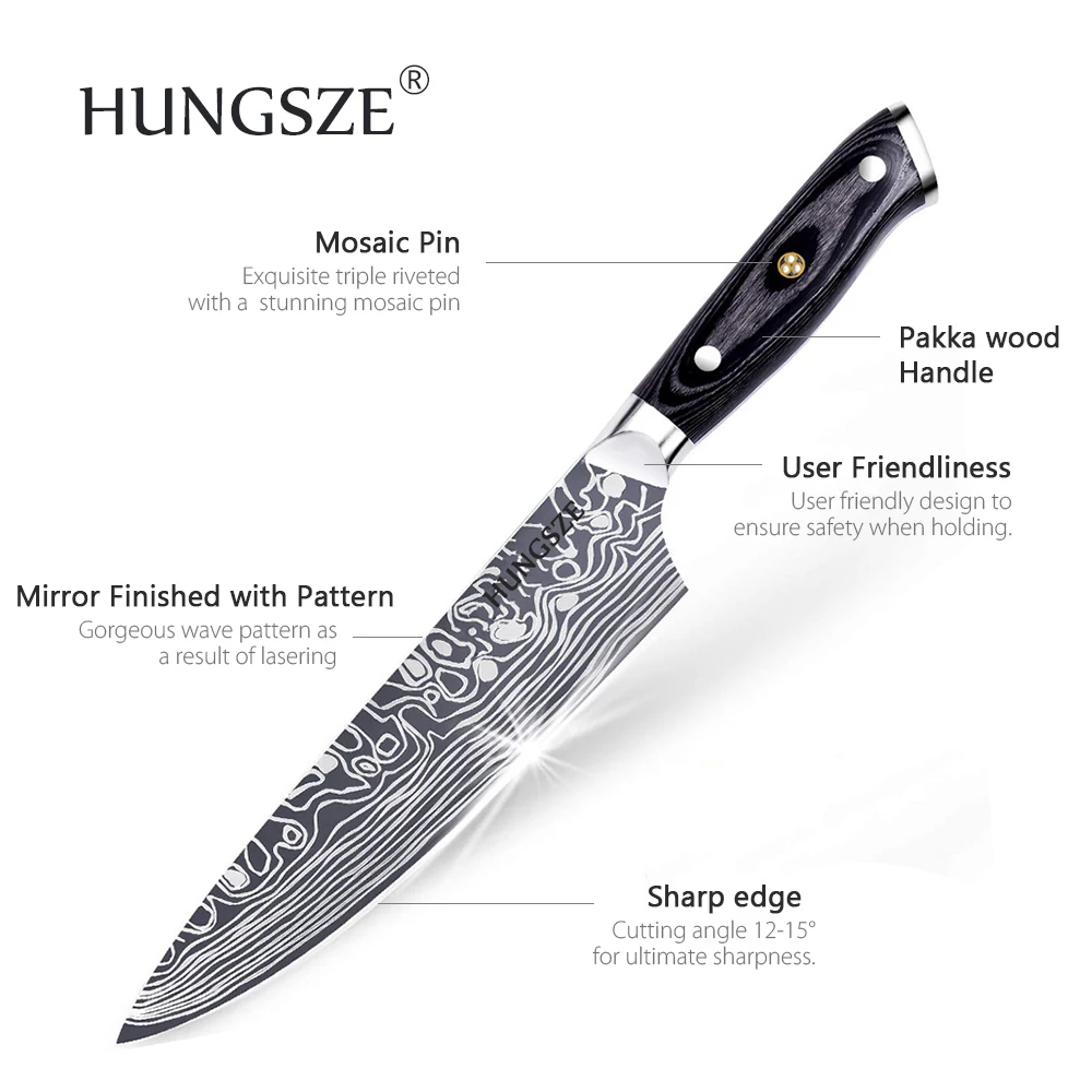 
Kitchen Knife German Steel Chef Knife 8 inch High Carbon Stainless Steel Sharp Blade with Ergonomic Handle 