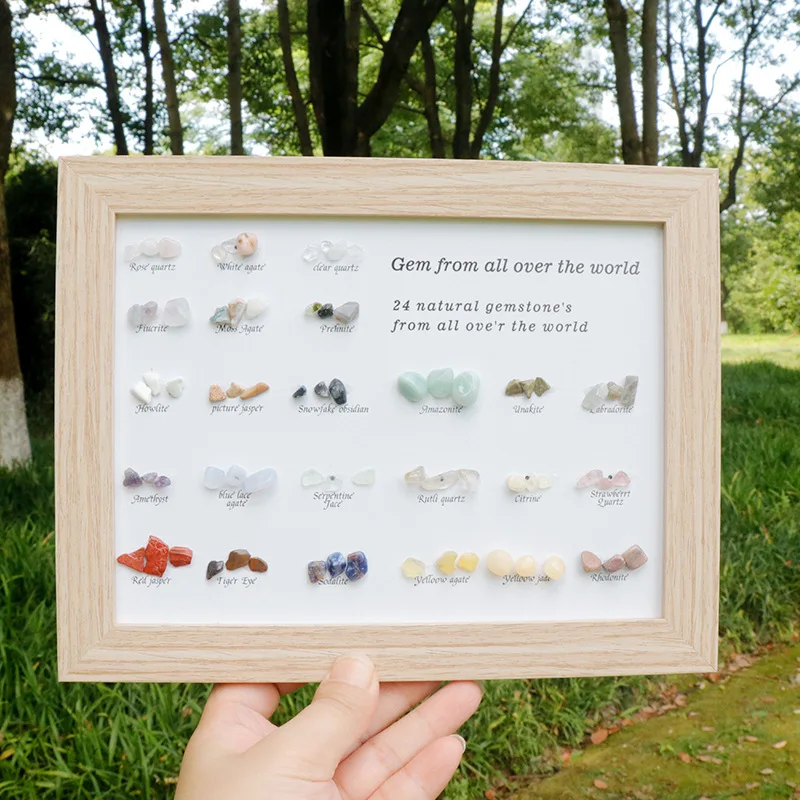 Stackable raw stone photo frame set Showcase Trays for Ring Earrings Storage