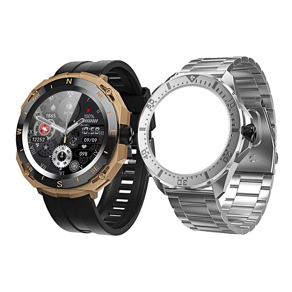 2023 Removable Watch Case HDT Cyber Smart Watch 1.35 inch BT Calling Business Smartwatch with 2 Straps 2 Watch Frame