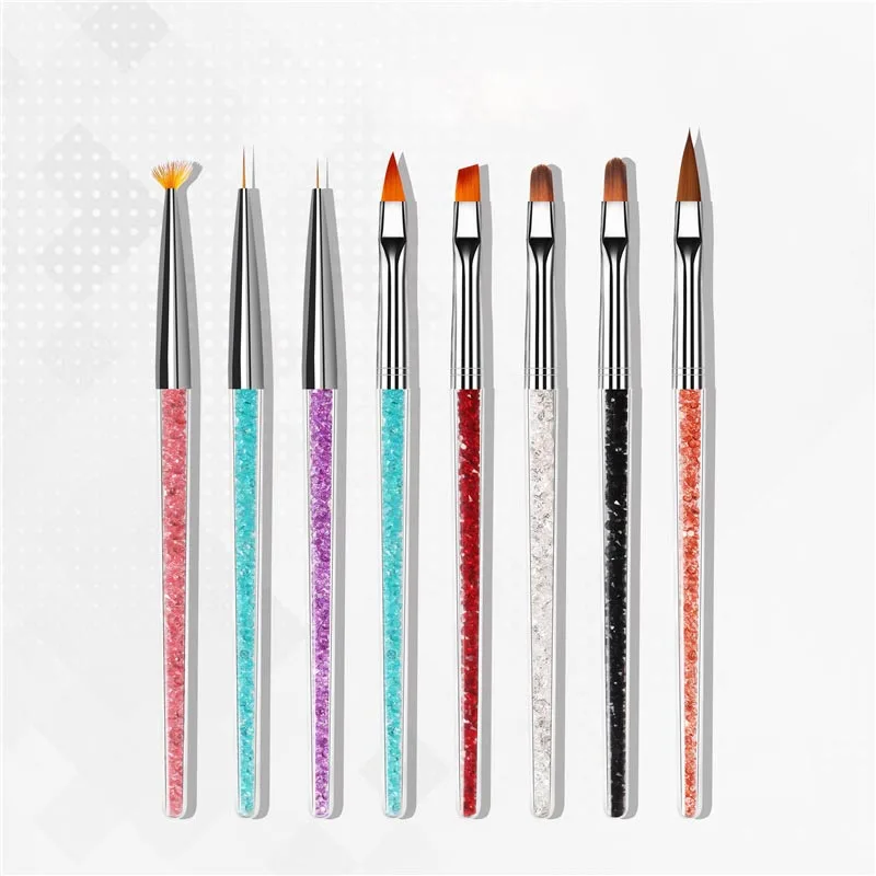 Hot Selling Color Rhinestone Brush New Nail Art Crystal Brush Flower Scalloped Nail Thread Sculpting Light Therapy Light Pen