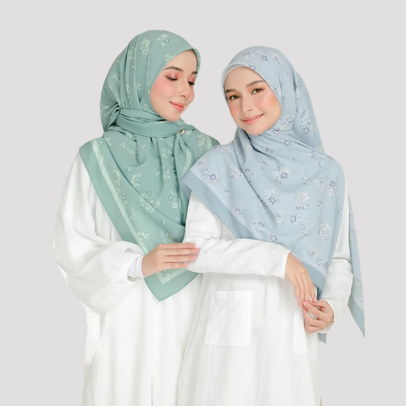Newest Design  Customized Digital Printing Korea Chiffon hijab Printed Tudung chiffon square bawal Malaysia Muslim Hijab