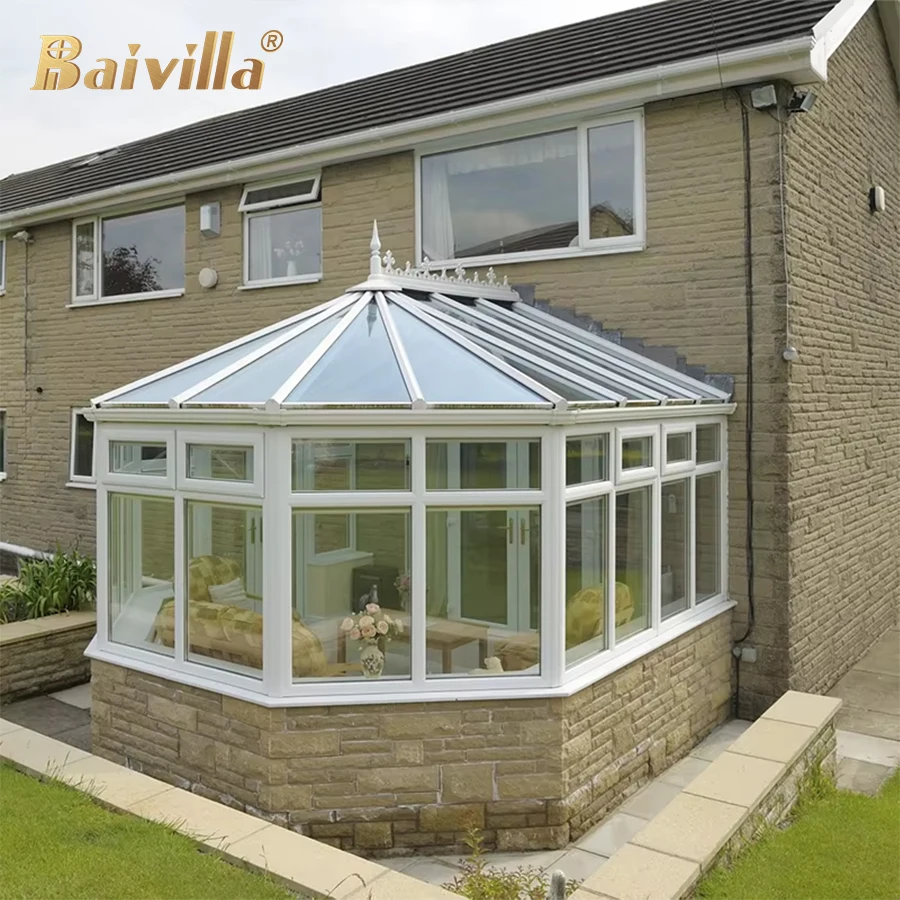 Hot Sale All Season Aluminum Profile High Quality Victorian Style Conservatory Attached House Patio Glass Housed Sunrooms