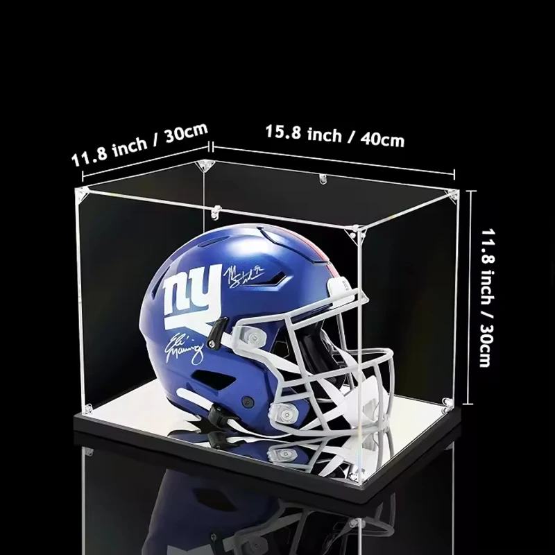Custom full size clear acrylic helmet display box dustproof removable shell collectible display box