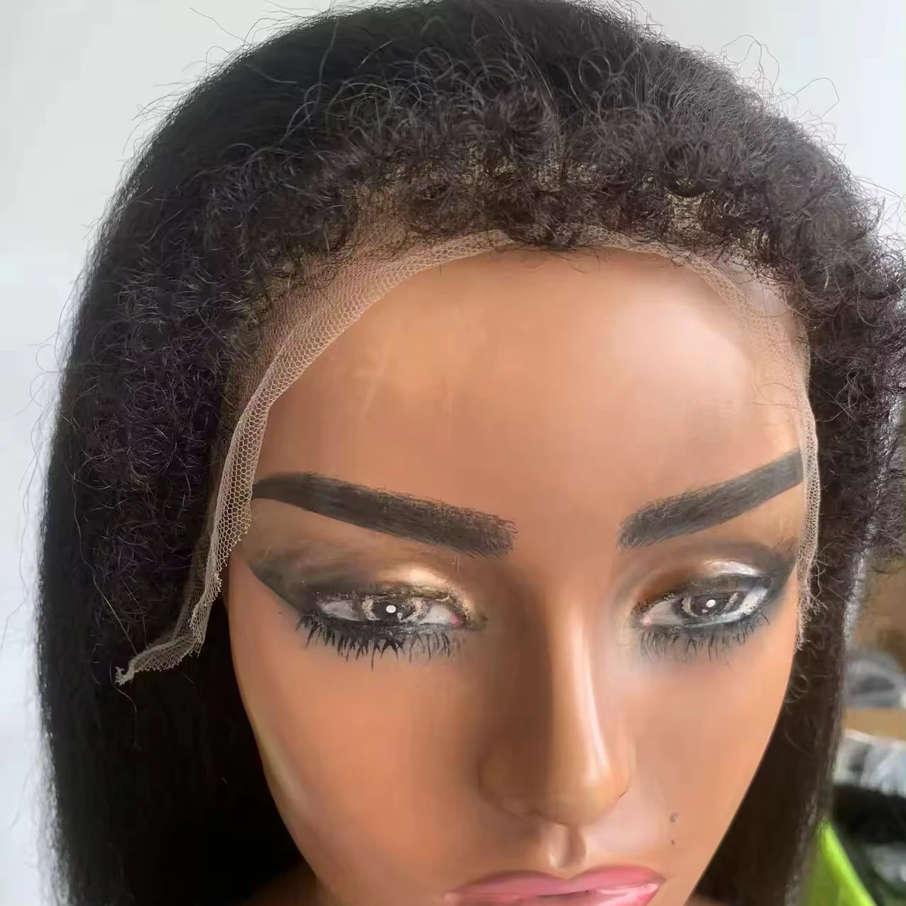 Wholesale 4C Edges Natural Hairline Wig Kinky Straight HD Lace Front Human Hair Wigs With Curly Baby Hair Lace Frontal Wig