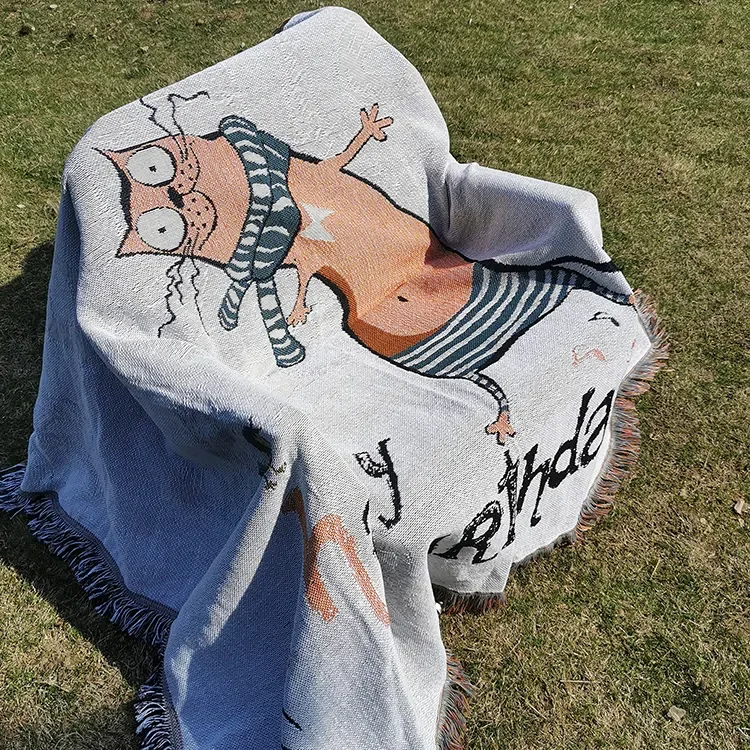 Фабричные тканые жаккардовые большие чехлы для диванов хлопчатобумажные декоративные одеяла пикника