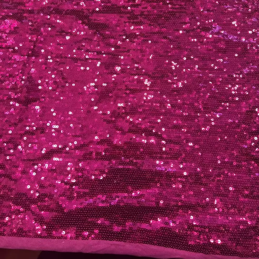 2025 Wholesale sequin fabric multicolor fancy reversible lace sequin mesh fabric for wedding dress