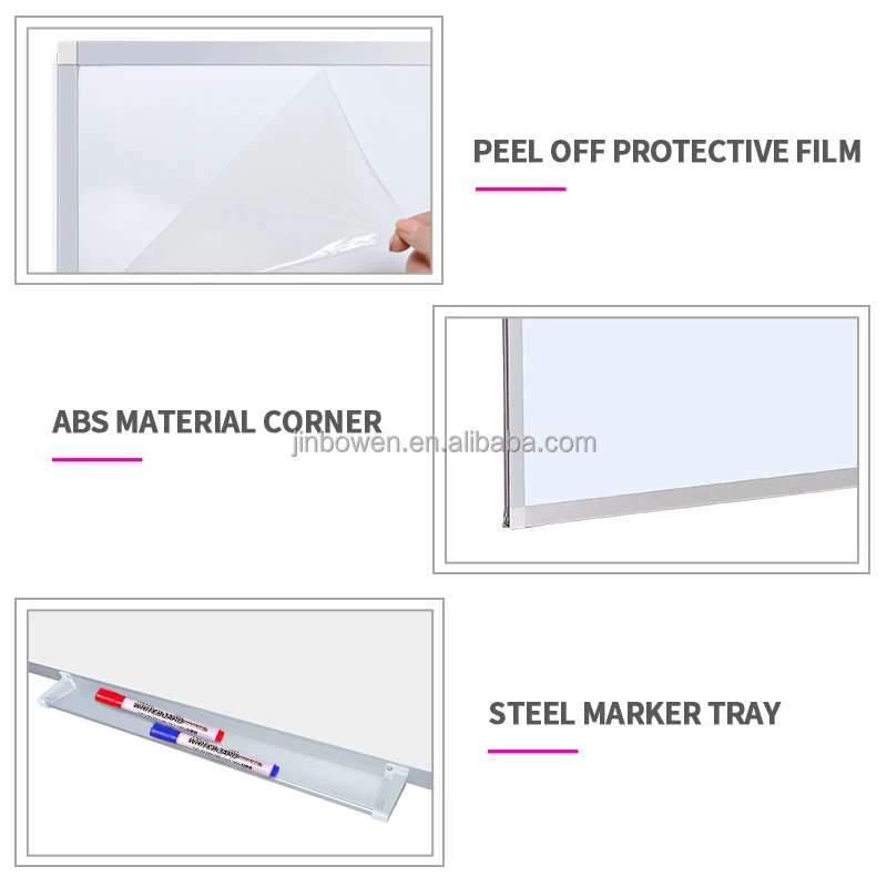 KBW Aluminum Memo White Board Double side 90x60cm Dry Erase Board Wall-Mounted Large Magnetic Whiteboard for Office School Home