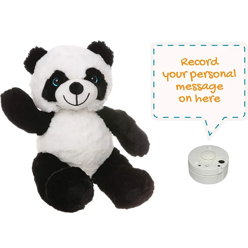 Cuddly soft stuffed animal panda recordable plush toys custom logo fat panda plush toys with recorder for kids