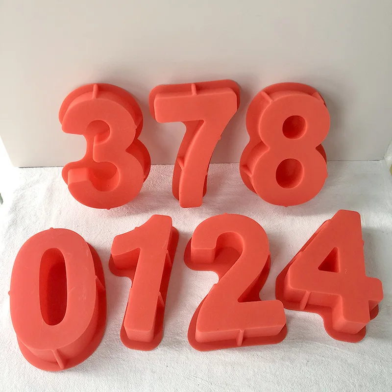 Large Size Arabic Number Numeral Mold Epoxy Resin Silicone moulds Home Decoration cake cooking birthday Party Decoration Mold