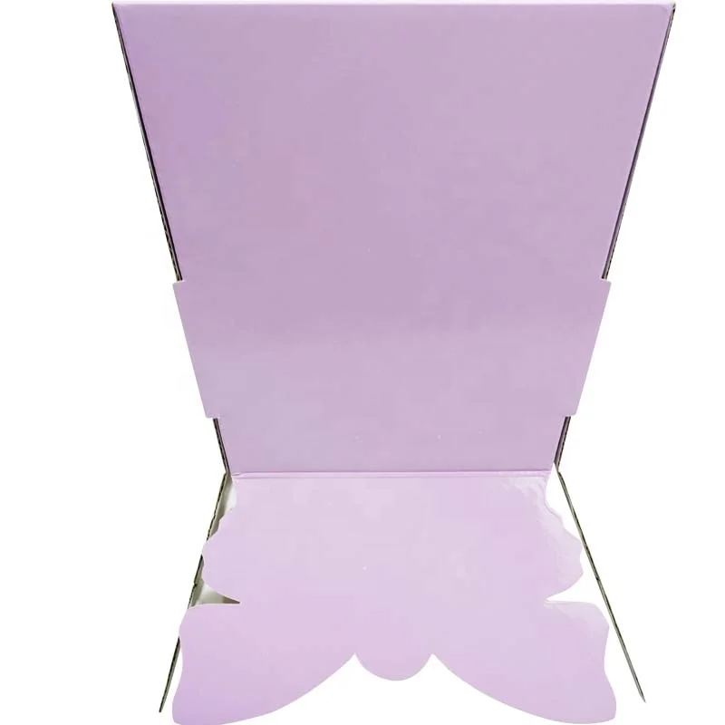Custom Cardboard Vase Flower Paper Box Purple Color Bouquet Flower Holder Box for Festival Home Decoration Flower Paper Box