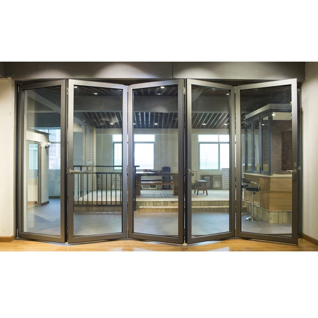 2021 wholesale aluminum window and door FOLDED DOOR HINGE frameless Patio folding safety glass Aluminium Glass bifold Doors