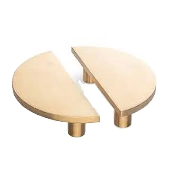 New design top quality furniture pulls kitchen gold brass door handles half moon design and brass knob