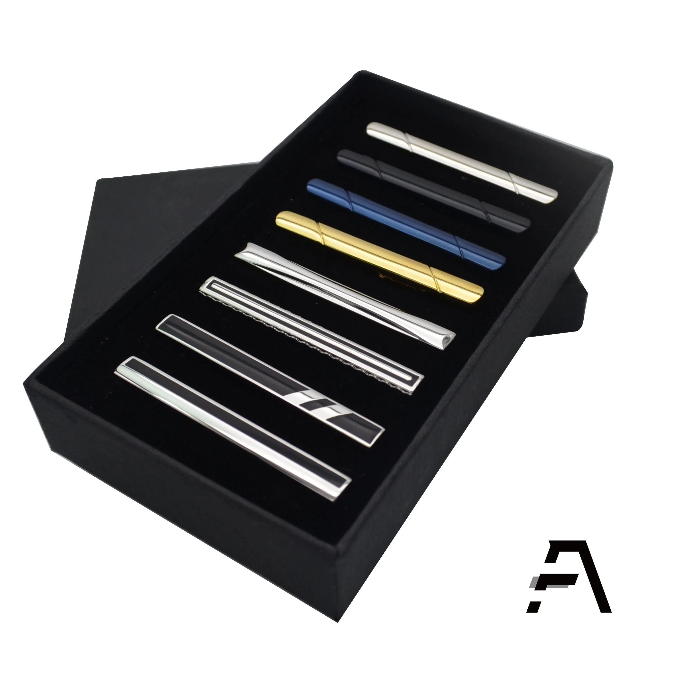 Набор мужских зажимов для галстука, 8 шт., для обычного галстука в подарочной коробке