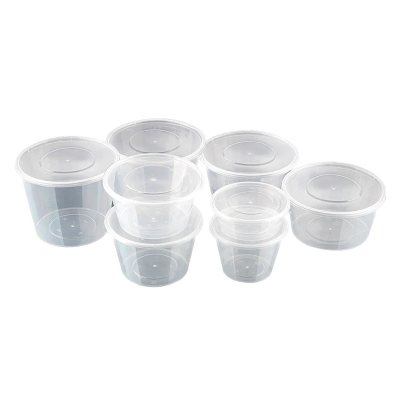 Disposable Plastic Leak-proof Heat Resistant Transparent Round Takeaway Food Bowl Container With Lids