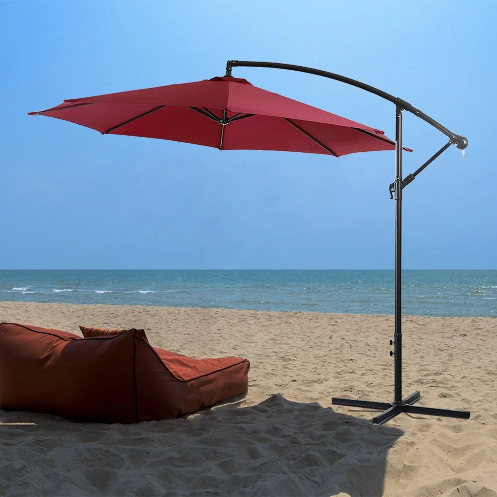 DIA 3M Garden Patio Umbrella Cantilever Steel Hanging Parasol Banana Outdoor Umbrella