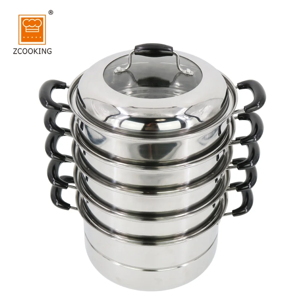 30cm 4Layer Dumpling Steamer Stainless Steel For Dumpling With Visual Lid