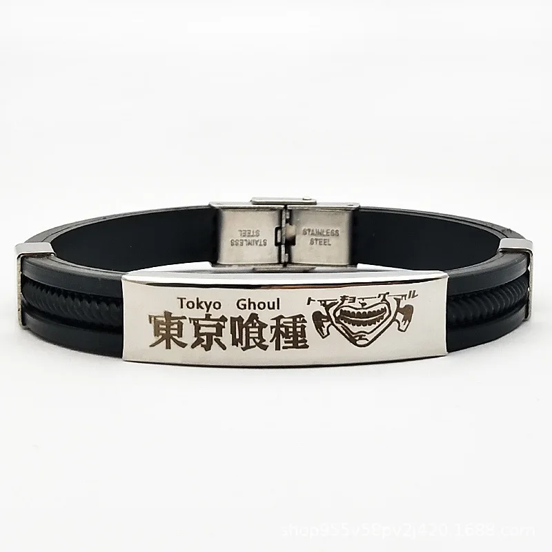 40 Designs Anime Sword Art Online Silicone Bracelet Luffy Nami Character Bangle Tokyo Ghoul Stainless Steel Adjustable Bracelet