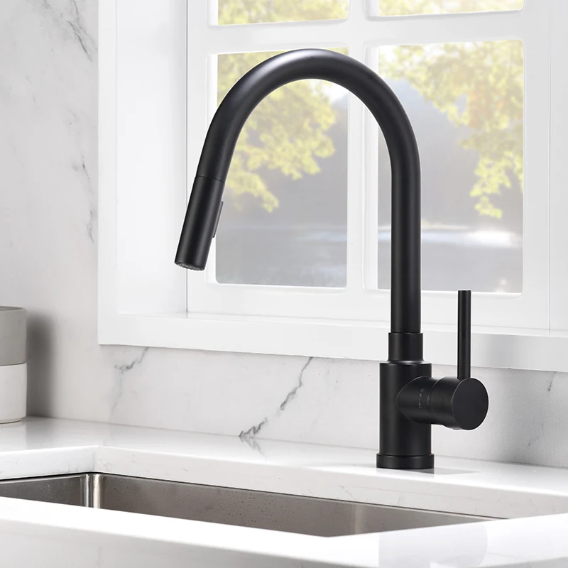 New Models Forious Matte Black Industrial Filter Pull-Out Tap Kitchen Sink Faucet