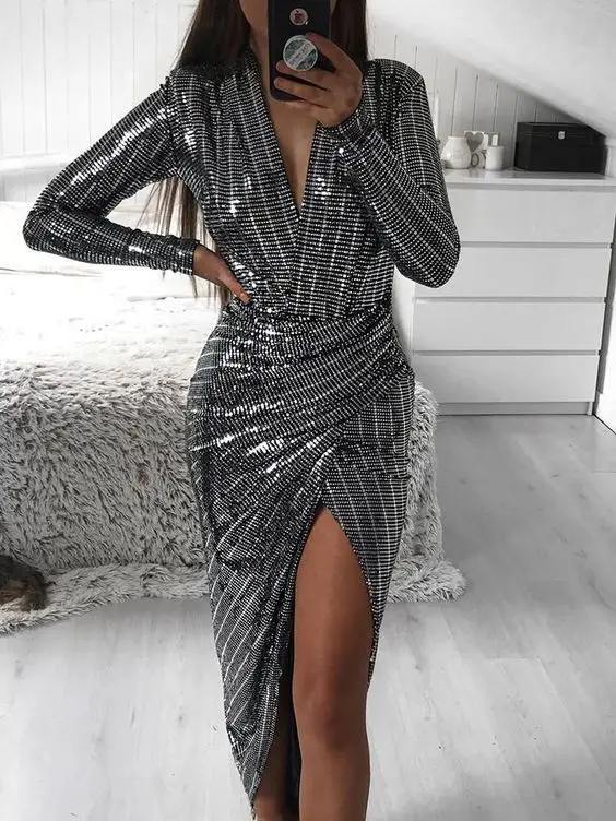 
sexy v-neck long sleeved evening dresses ,free used old clothes 