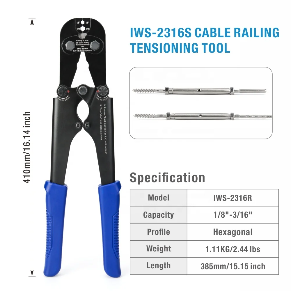 
 Iwiss IWS-2316R Heavy Duty кабель перила палуба обжимки веревочка провода инструмент для Нержавеющей Стальной Трос Натяжителя  