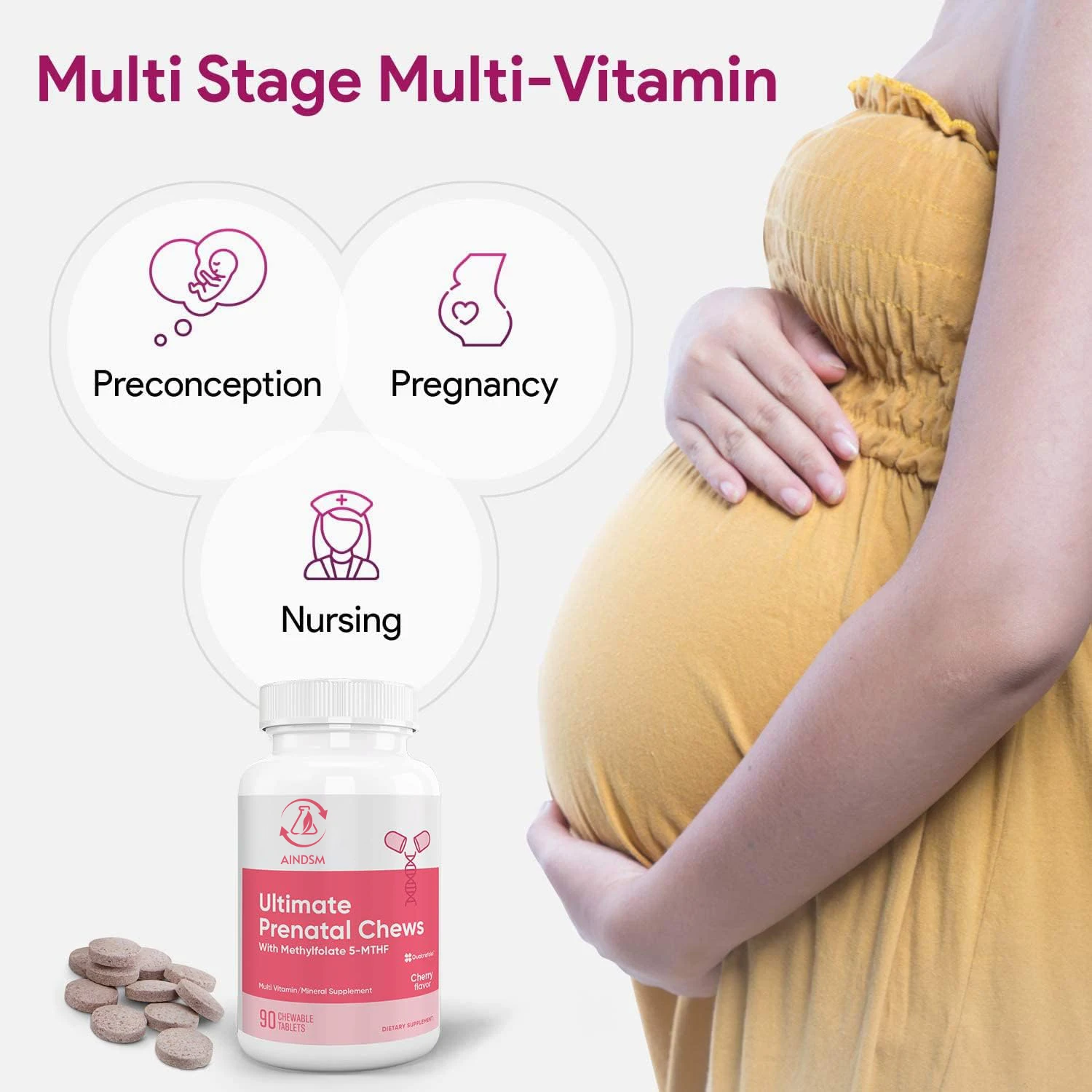 OEM/ODM Prenatal Vitamin Tablets DHA Folic Acid Tablet Capsule Prenatal Supplement For Mom & Baby Immune Health Tablets