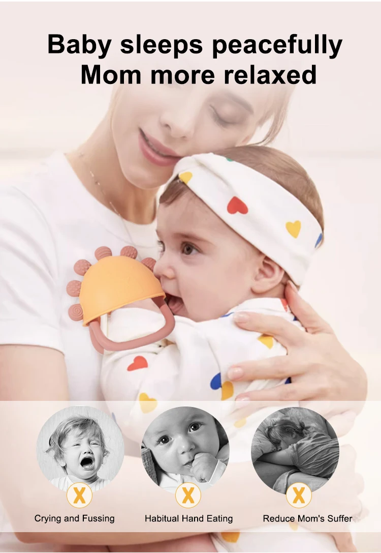 Oem Animal Silicone Soothing Teether Baby Toy Soft BPA Free Sensory Pacifiers Baby Hand Teether Glove Teething Toys For Babies