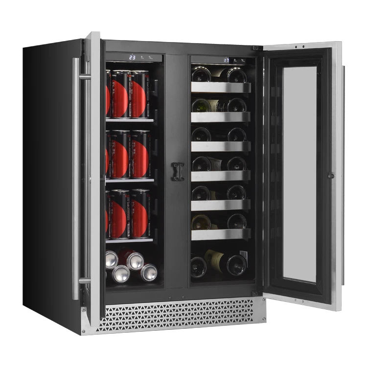 VI60-2DB OEM Dual Zone Beer Wine And Beverage Cooler Drink USA Display Fridge Stainless Steel Wine Cellar for Kitchen Counter