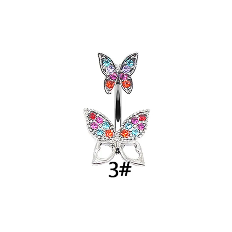 14G Pink Cubic Zirconia Heart Butterfly Snake Short Naval Piercing With Women Surgical Steel Bunny Belly Button Ring