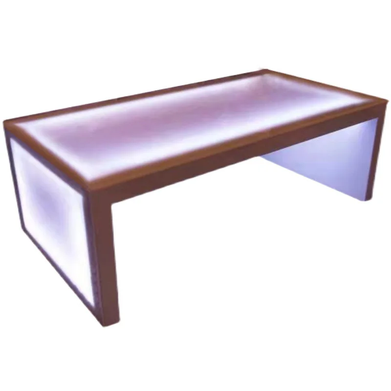 Led Luminous Ktv Coffee Table Stainless Steel Tempered Glass Table Bar Table Furniture